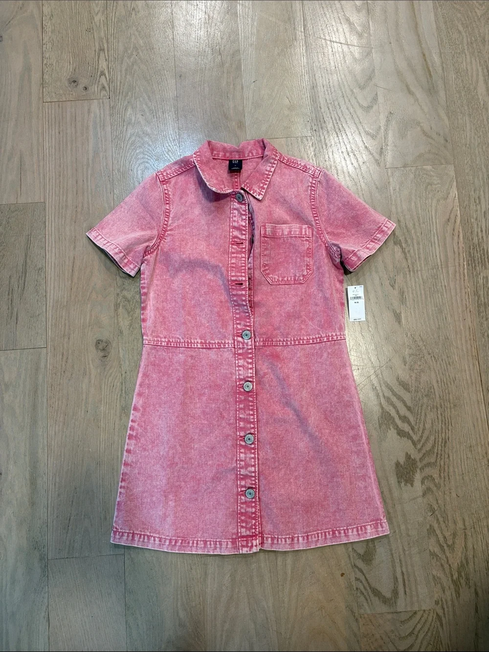 GAP Pink Washed Denim Button-Front Dress. NWT. Size M (8)